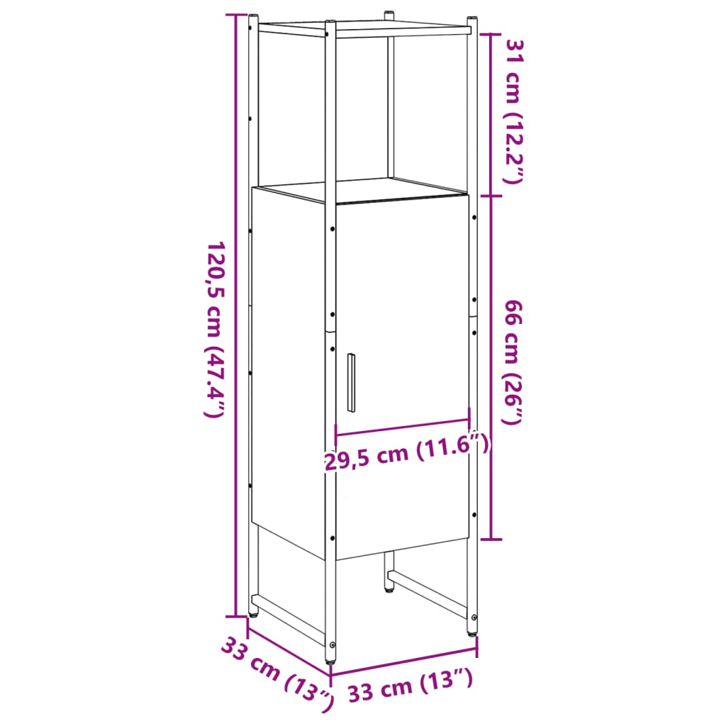 Badkamerkast 33X33X120,5 Cm Bewerkt Hout Kleurig