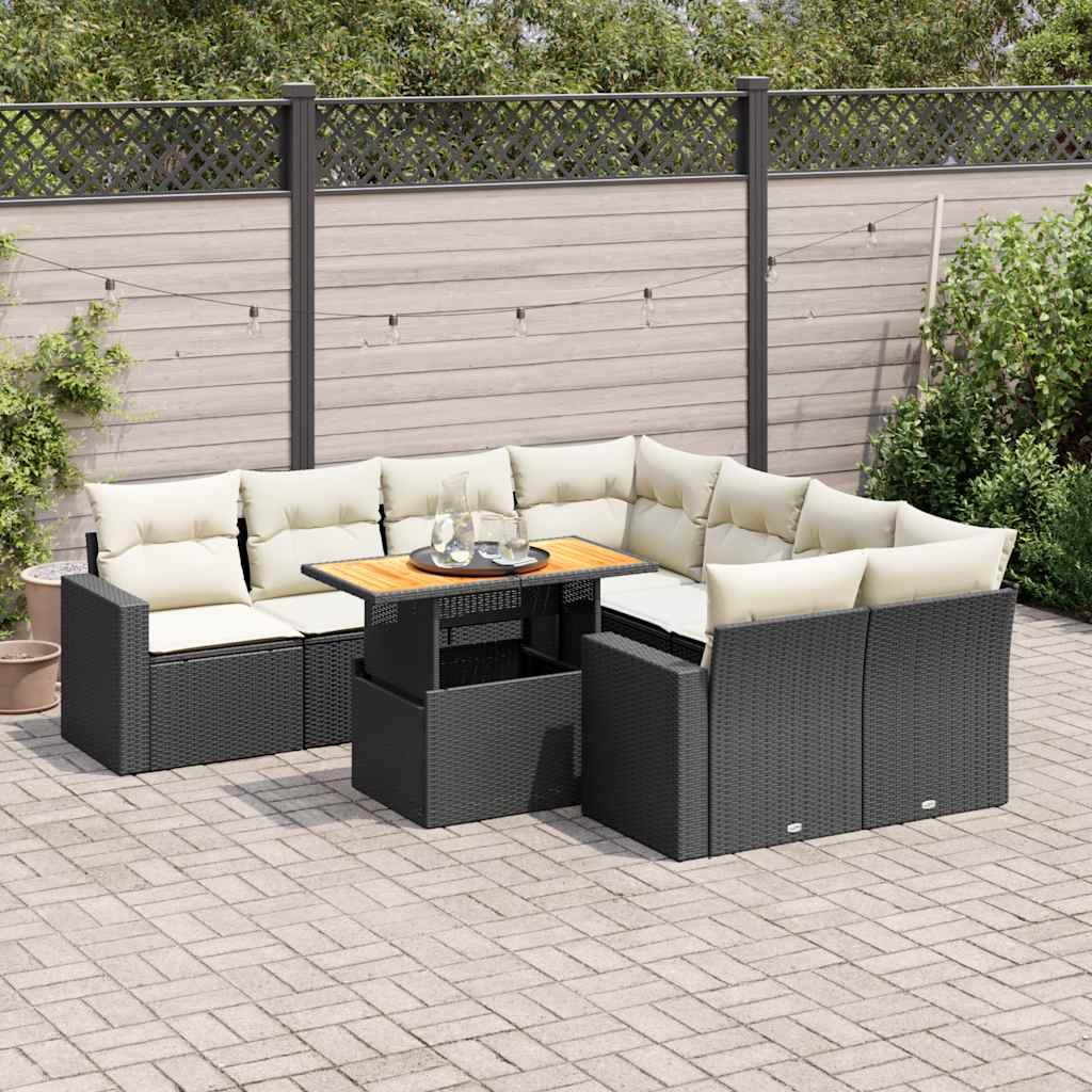 9-Delige Loungeset Met Kussens Poly Rattan