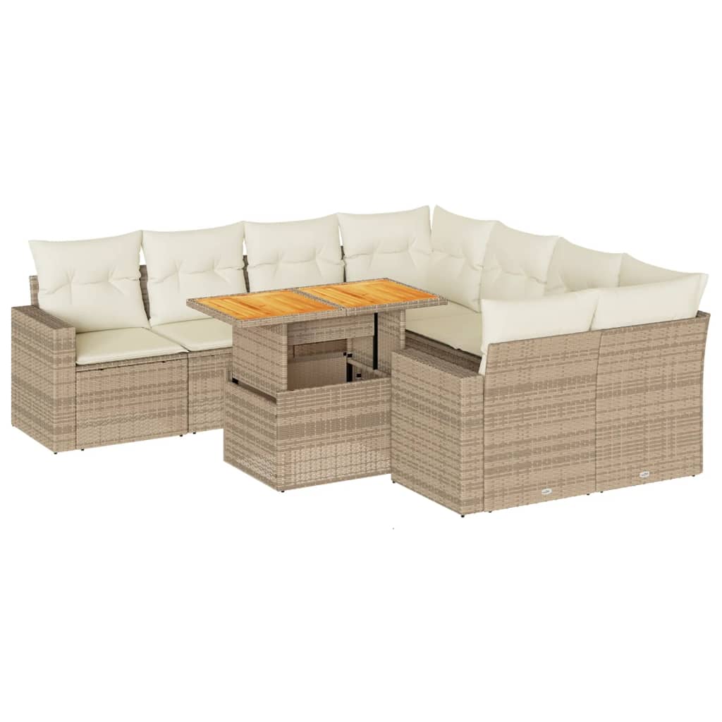 9-Delige Loungeset Met Kussens Poly Rattan