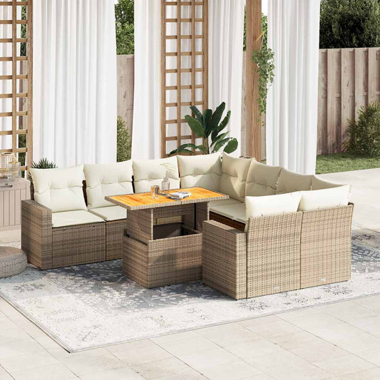 9-Delige Loungeset Met Kussens Poly Rattan